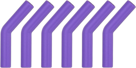 uxcell 6Pcs Silicone Straw Tips, Silicone Straw Elbows Tip, Soft Reusable Metal Straw Covers Fit for 10mm/0.39" OD Stainless Steel Straws, Purple