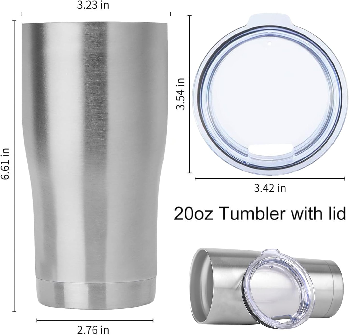 DOMICARE 20oz Tumbler with Lid Stainless Steel Tumblers Bulk, Double Wall Vacuum Insulated Coffee Travel Mug, 12 Pack Stainless Steel