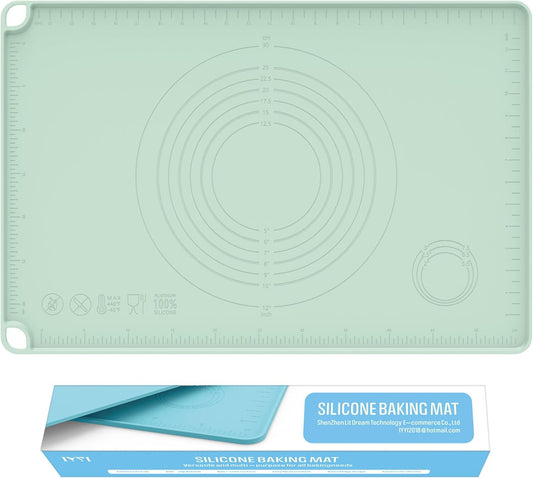 Silicone Baking Mat, Dough Rolling Mat 24''x16'', Pastry Mat for Rolling Dough, Silicone Pastry Pad with Measurements for Pizza, Macaron, Bread (Sage Green, XL)