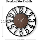 Large Wall Clock for Living Room Decor, 24 inch Decorative Wood Wall Clocks - Image 5