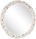 Tanmicoshomy Round Wall Mirror 30 Inch, Natural Brown Shell Framed Circle by Tanmicoshomy