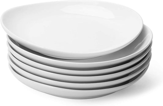 Sweese Porcelain 7.8 Inch Dessert Plates Set of 6 - White Salad Plates, Appetizer Plates, Small Plates - Dishwasher, Microwave, Oven Safe, Smooth Glaze, Scratch Resistant
