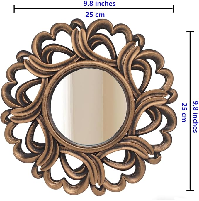 Retro Gold Mirrors for Wall Pack of 3. Geometric Lines Round Mirrors. More - Image 5