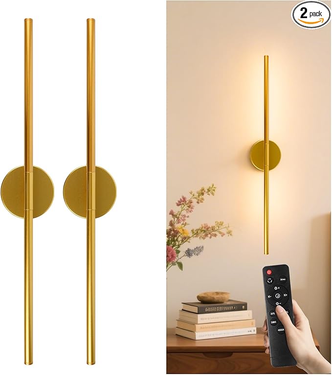 GvvooHome Battery Operated Wall Sconces Set of 2, 10000mAh Wireless by GvvooHome