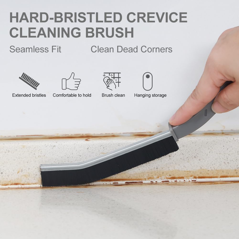 Hard Bristle Crevice Cleaning Brush, Gap Cleaning Brush, Small Cleaning Brush, Grout Brush, Kitchen Brush, Bathroom Crevice Brush for Toilet, Home, Bathtub, Sink, Household, Window - 3 Pcs