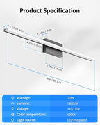 Combuh LED Bathroom Vanity Light Bar 36 Inch 20W Black IP44 Over Mirror - Image 7
