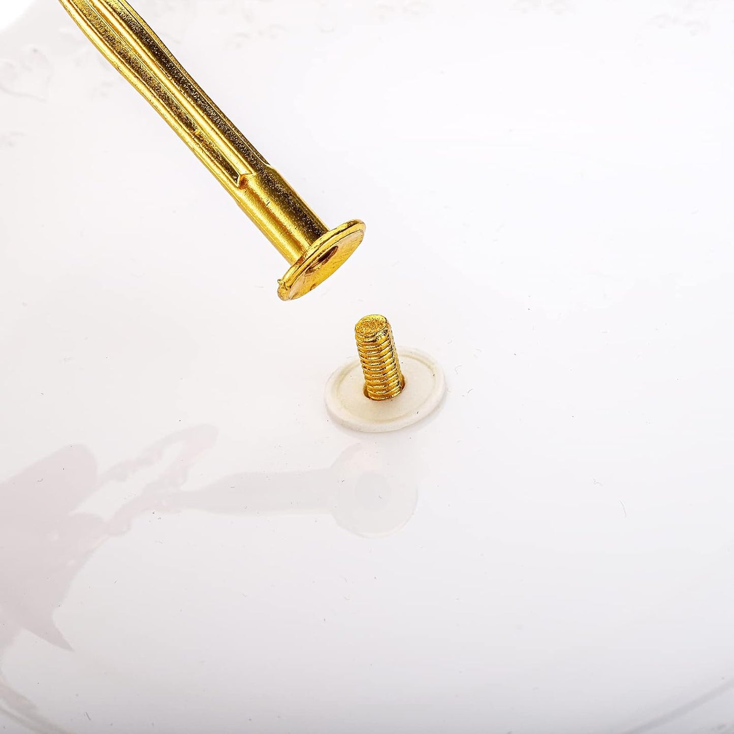 Tosnail 3-Pack 3-Tiers White Plastic Cupcake Stand, Dessert Serving Trays, Party Serving Tray Fruit Pastry Holders Catering Tray for Wedding, Party, Gathering - Round with Gold Rod