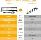 Onforu 4Pack LED Shop Lights, 100W 14000lm Plug in Ultra Bright LED Work Lights - Image 4