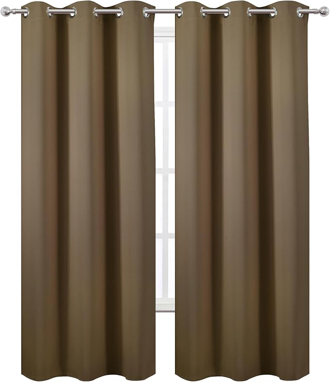 LEMOMO Brown Thermal Blackout Curtains/38 x 84 Inch/Set of 2 Panels Room - Image 2