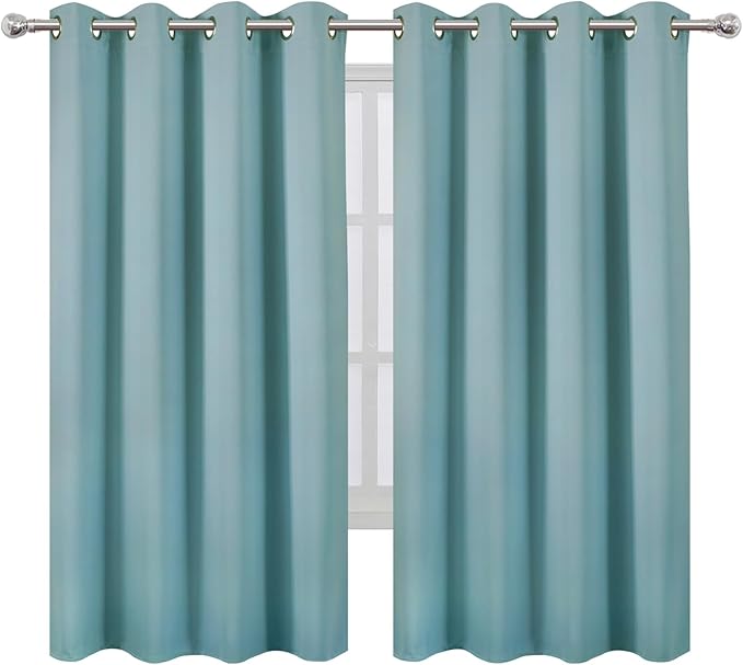 LEMOMO Stone Blue Blackout Curtains 52 x 63 Inch Length/Set of 2 Curtain - Image 2