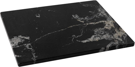 Black Marble Cutting Board For Kitchen, Large Marble Slab Pastry Board With Non-Slip Feet For Baking, Cheese, Charcuterie, Chocolate, 16x20 Inch