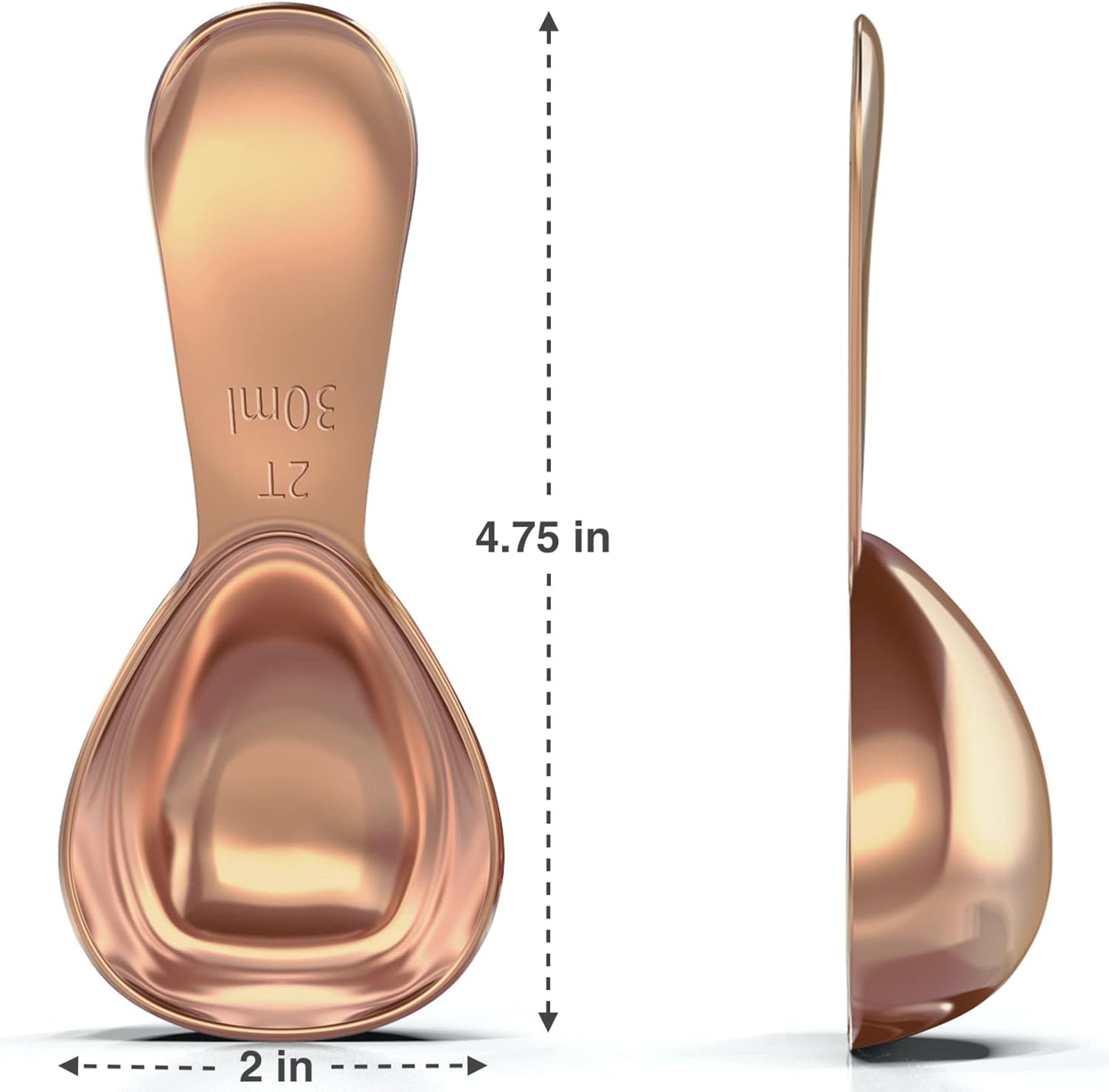 BALCI - Stainless Steel Coffee Scoop Set (2&2 Tablespoon, 30ml and 30ml) Exact Measuring Spoons for Coffee, Tea, Sugar, Flour and More! - Rose Gold …