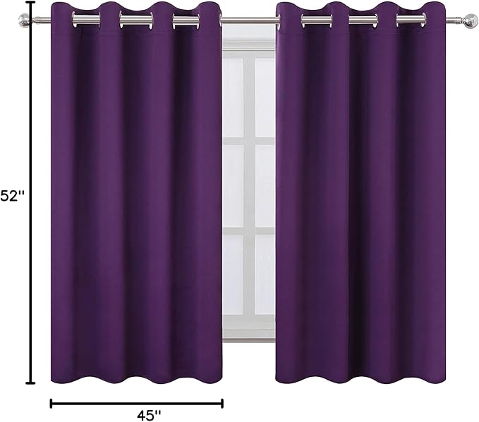 LEMOMO Purple Blackout Curtains/52 x 45 Inch Length Kids Curtains/Set of 2 - Image 9