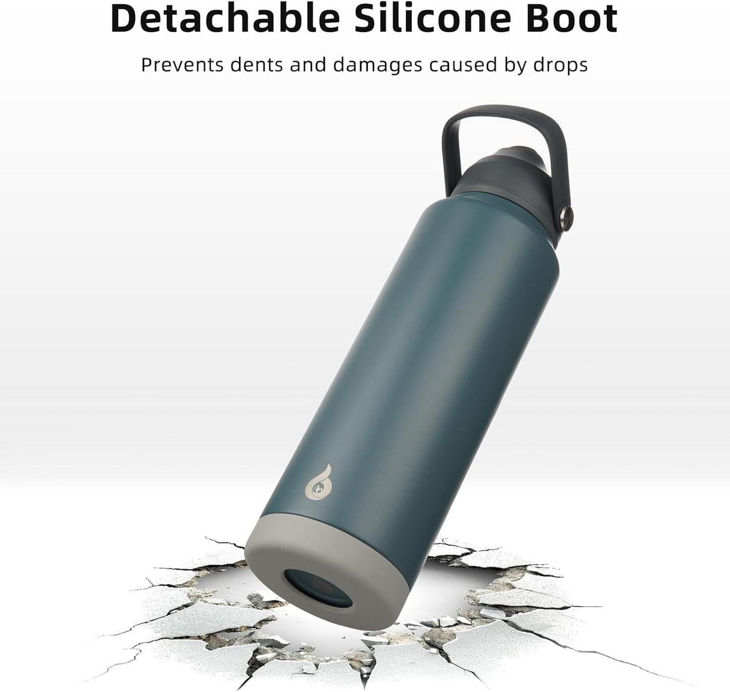 BJPKPK Insulated Water Bottle with Straw Lid, 40oz Large Thermos, BPA Free Leak Proof Stainless Steel Metal Water Bottles, Tumblers, Cups, Flasks for Travel, Sports, Grey