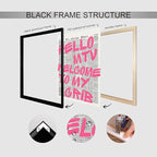 Enlaizhude Pink Hello MTV Welcome To My Crib Quote Poster, Vintage Black White - Image 3