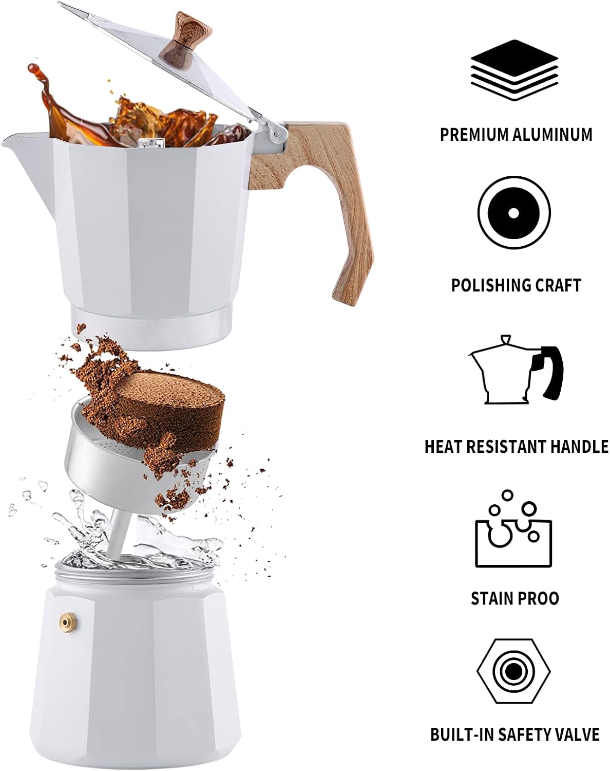 wedrink Stovetop Espresso Maker Aluminum Moka Pot 9 Espresso Cup-15.2OZ Cuban Coffee Maker Stove top Coffee Maker Moka Italian Espresso