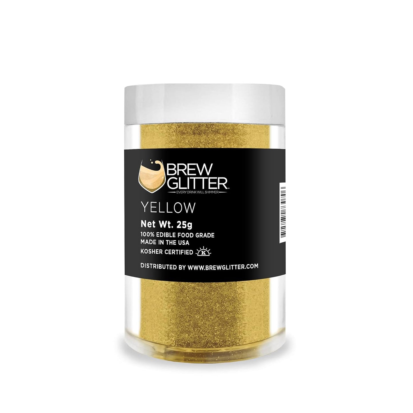 Yellow BREW GLITTER Edible Glitter For Drinks, Cocktails, Beer, Garnish Glitter & Beverages | KOSHER & HALAL Certified | 100% Edible & Food Grade | Vegan, Gluten, Nut Free (25g, Yellow)