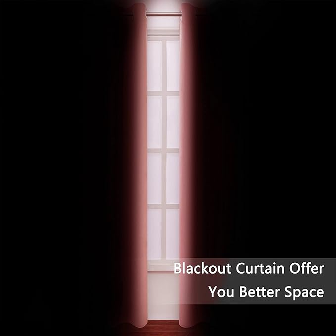 LEMOMO Blackout Curtains 52 x 84 inch/Coral Curtains Set of 2 Panels/Thermal - Image 3