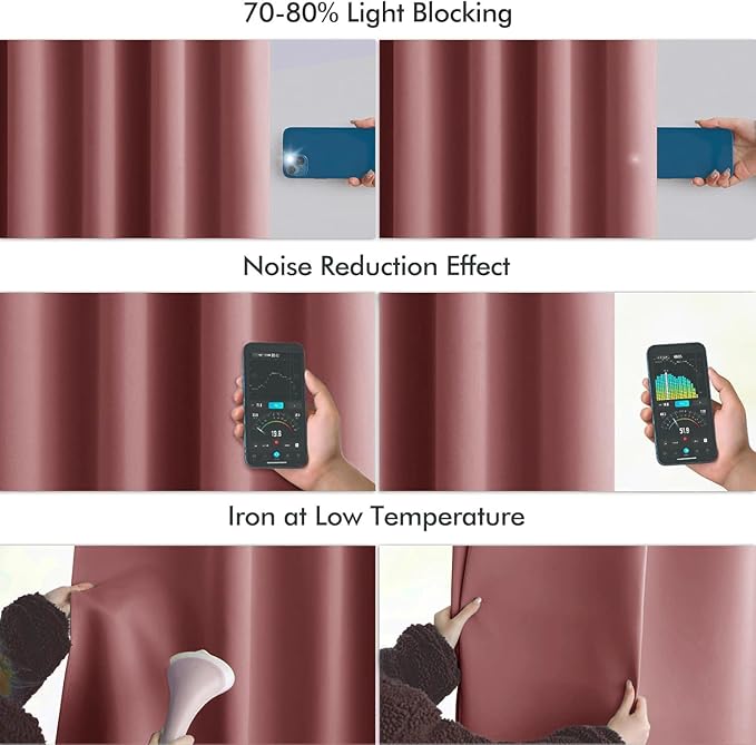 MIULEE Dusty Rose Back Tab Blackout Curtains 84 Inch Length 2 Panels Set - Image 5