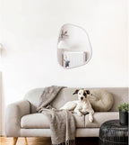 Irregular Wall Mirror Asymmetrical White Mirror Modern Wood Frame Unique Shape - Image 3