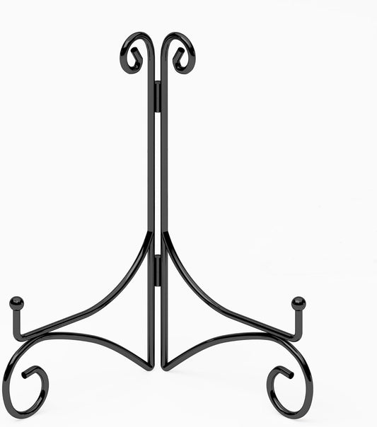 Plate Stand for Display with Hinged Folding Design, 6 Inch Picture Stands for Tables, Small Easels for Displaying Book, Art Piece, Photo and Platter, 6’’ Black