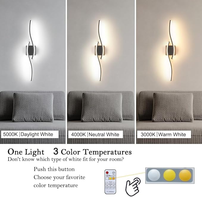 Daunton Modern Hardwired Wall Sconce Set of 2, LED Black Wall Light - Image 6