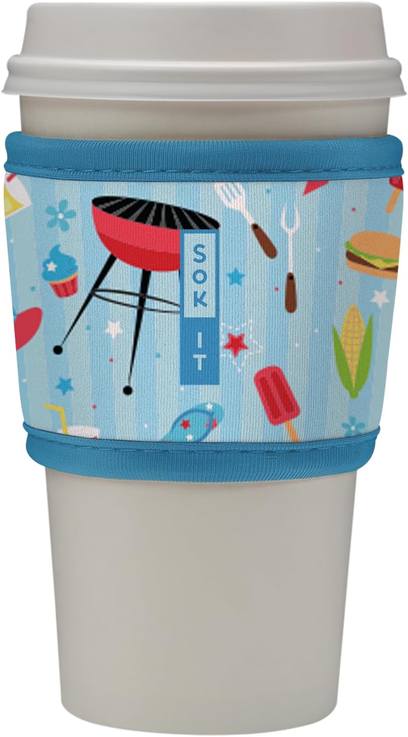 Sok It HotSok Coffee & Tea Reusable Insulated Neoprene Cup Sleeve (Grill N' Chill)