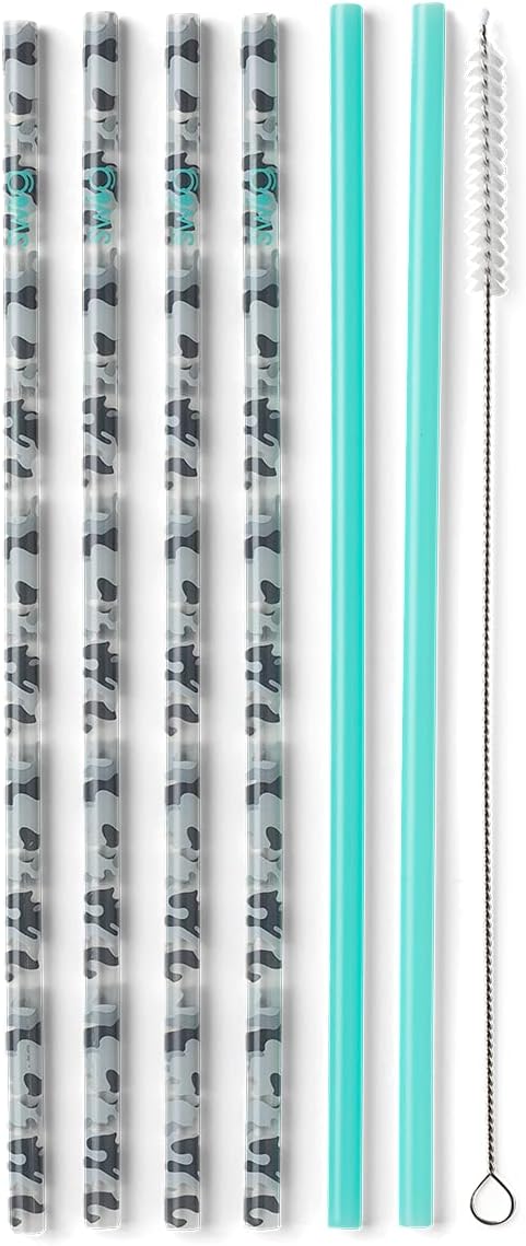 Swig Life Reusable Straws Incognito Camo + Aqua Tall Straw Set & Cleaning Brush, Each Straw is 10.25 inch Long (Fits Swig Life 20oz Tumblers, 22oz, and 32oz Tumblers)
