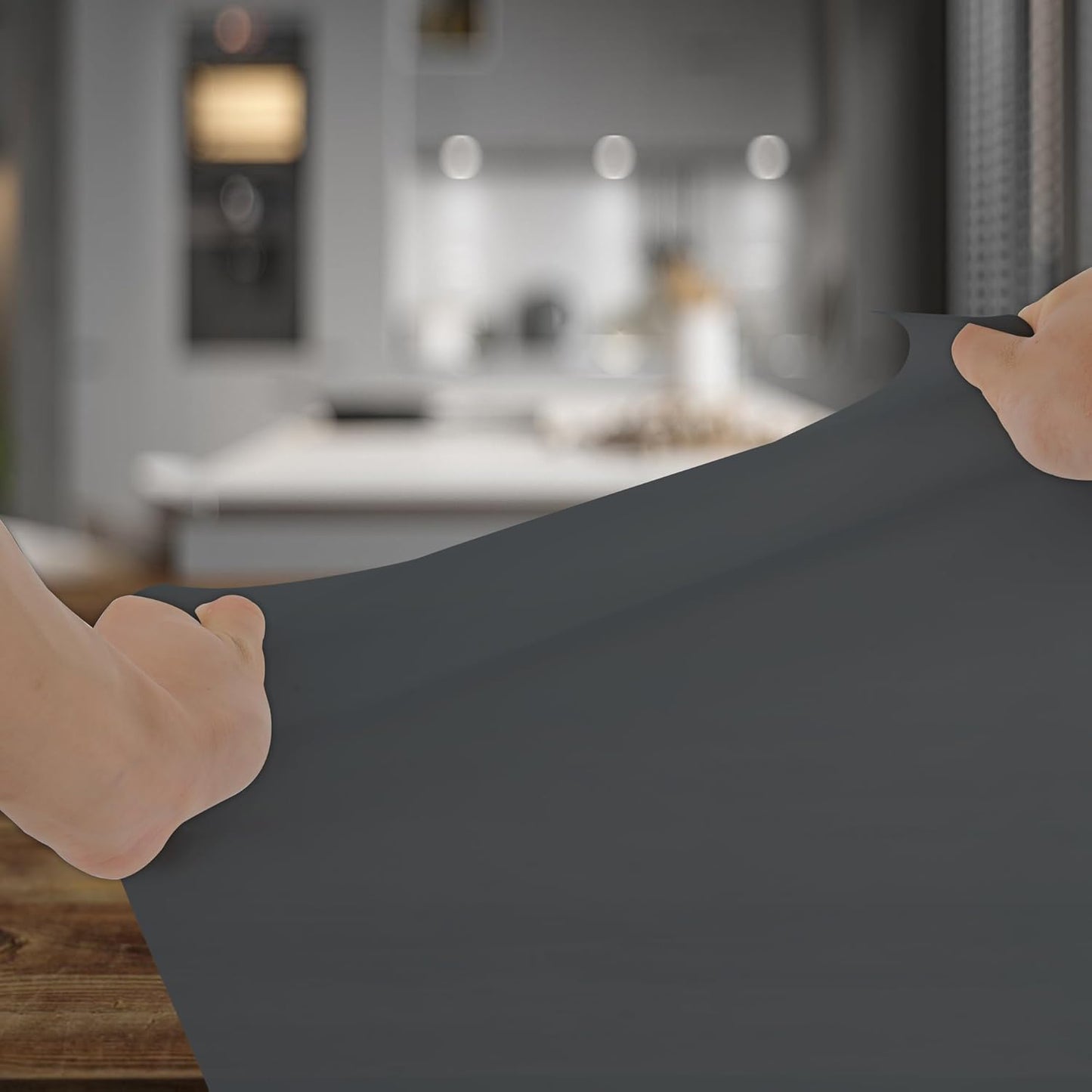 Silicone Mat for Kitchen Counter, Silicone Mat Trimable to Size (Dark Gray, 15.7×11.8inch-4pcs), BPA-Free Silicone Placemat, Heat-Resistant NonSlip Table Mat for Air Fryer, Countertop Protector Mat