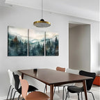 AKWISH Framed Green Forest Canvas Wall Art Set of 3, Boho Misty Watercolor Pine - Image 2
