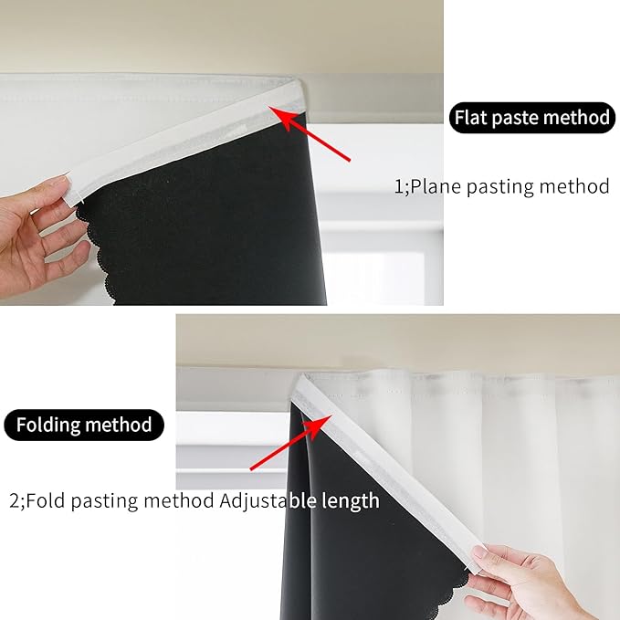 AJAZZ 100% Blackout Stick Curtain Portable Blackout Curtains Adhesive Curtains - Image 5