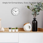 Black Wall Clock, 8 Inch Wall Clocks Battery Operated, Round Modern Non Ticking - Image 2