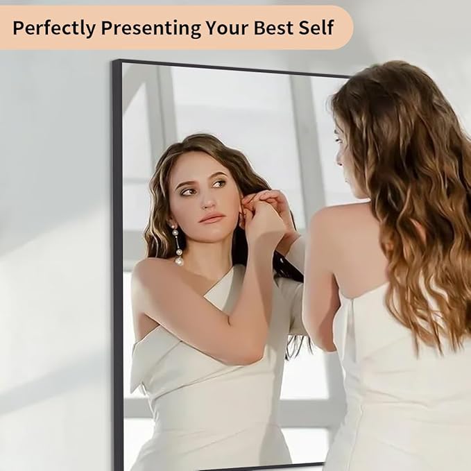 Koonmi Black Mirrors for Wall, 30x48 Inch Bathroom Mirror, Rectangular Wall - Image 9