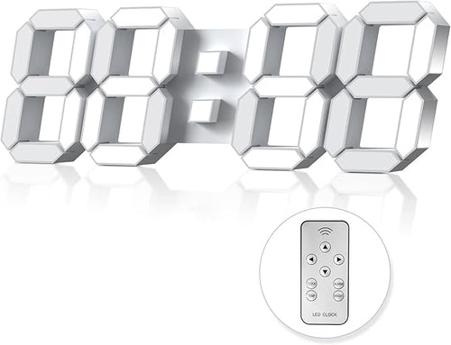 15" 3D LED Digital Wall Clock, Large Decor Wall Clock, Time/Date/Temperature by HOME