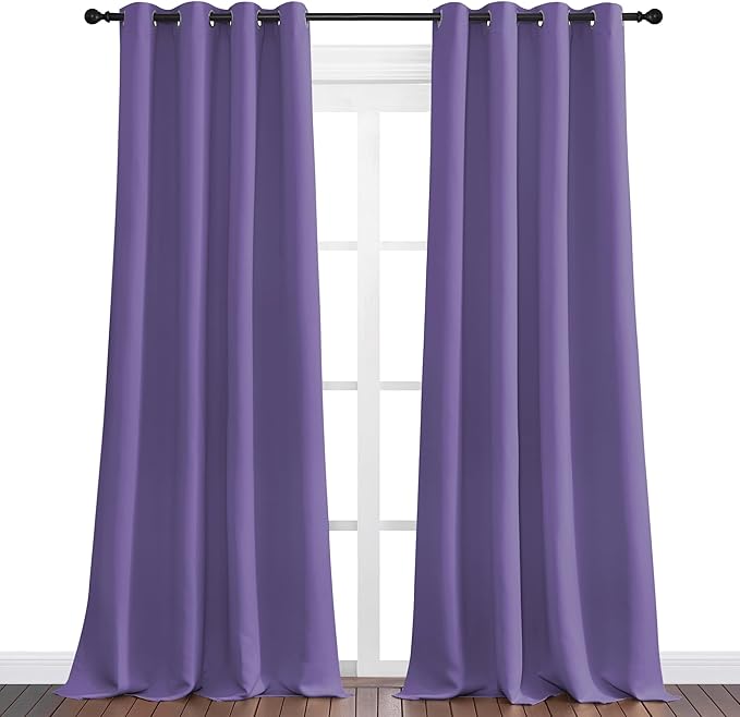 NICETOWN Lilac Purple Blackout Curtains 90" Long - Image 2