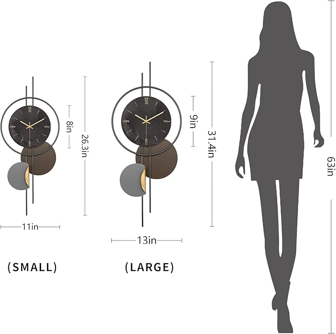 Modern Wall Clock for Living Room, Large Black Decorative Wall Clock, Creative - Image 5