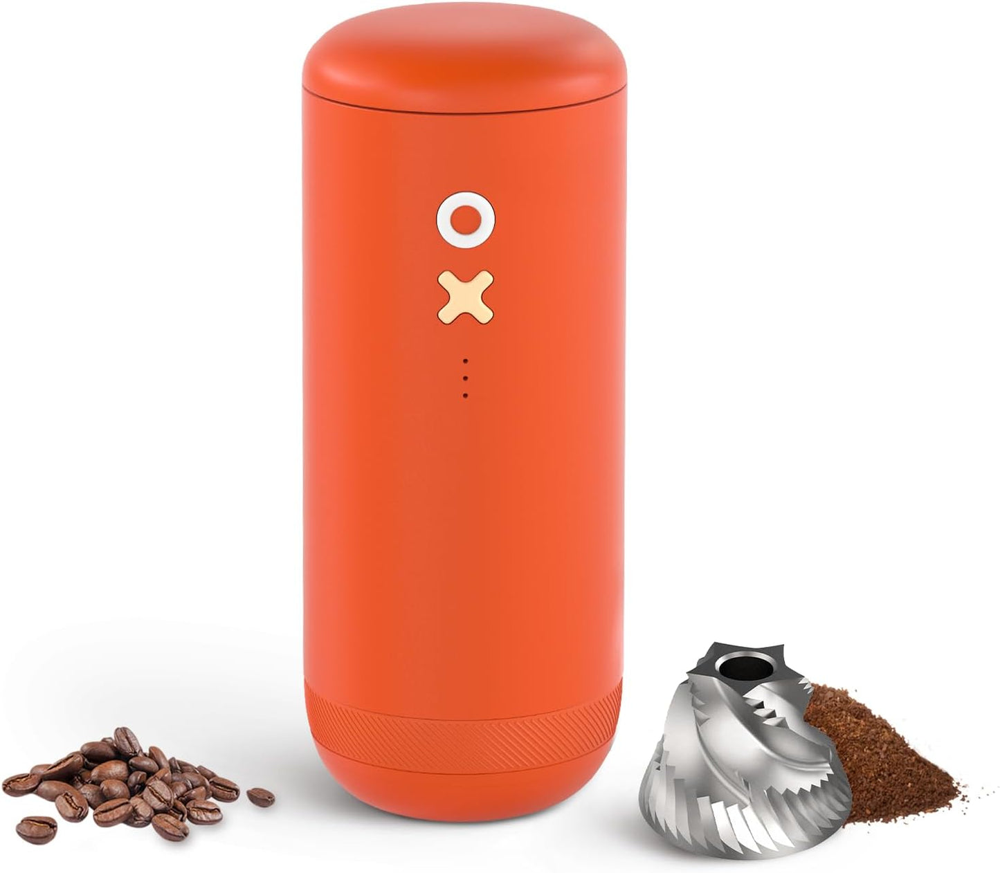 Nuttii Burr Coffee Grinder – Electric, Portable, Small, Quiet Conical Burr Coffee Bean Mill, 20 Adjustable Settings for Espresso, Pour-Over, French, Press Moka for Home Travel Use (Tangerine Orange)
