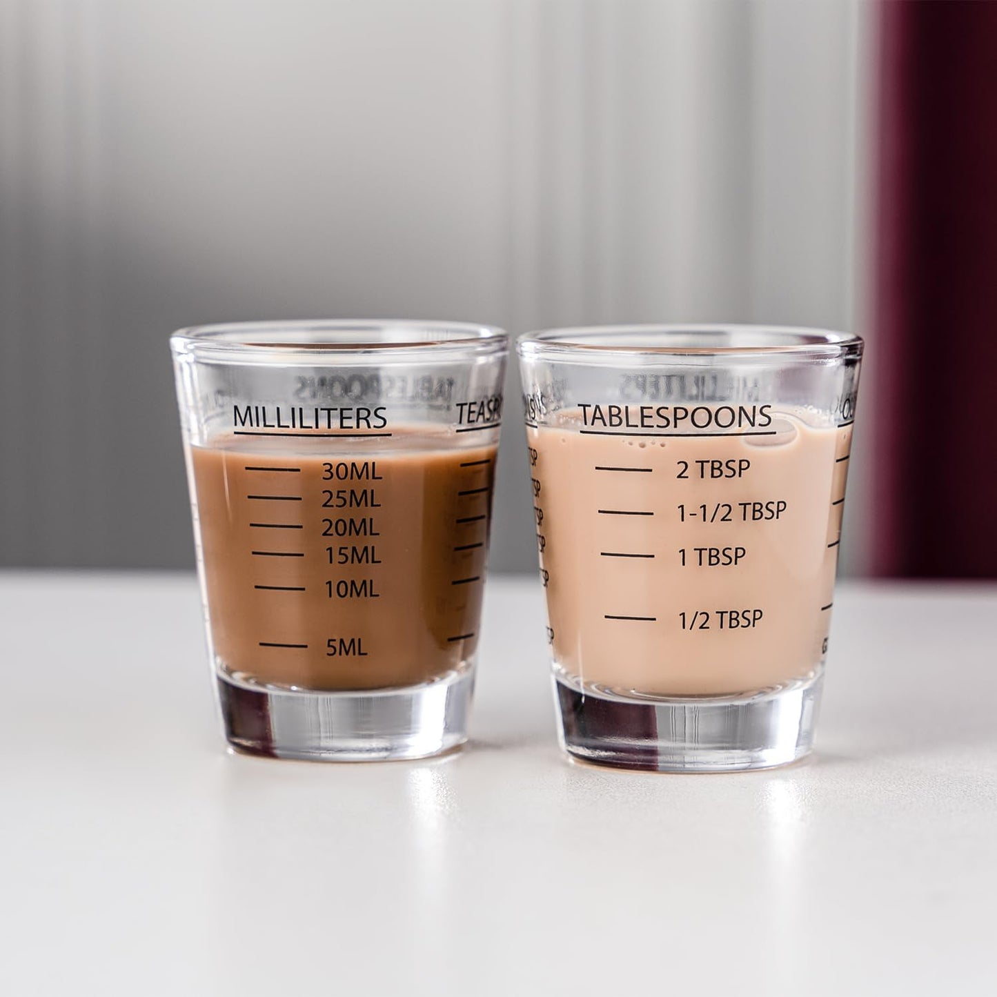 2 Pack Shot Glasses Measuring Cup,Espresso Shot Glass with 4 Measurement Methods(OZ/ML/TSP/TBSP),Dishwasher Safe,Perfect for Coffee,Cocktails and Kitchen Use (Black)