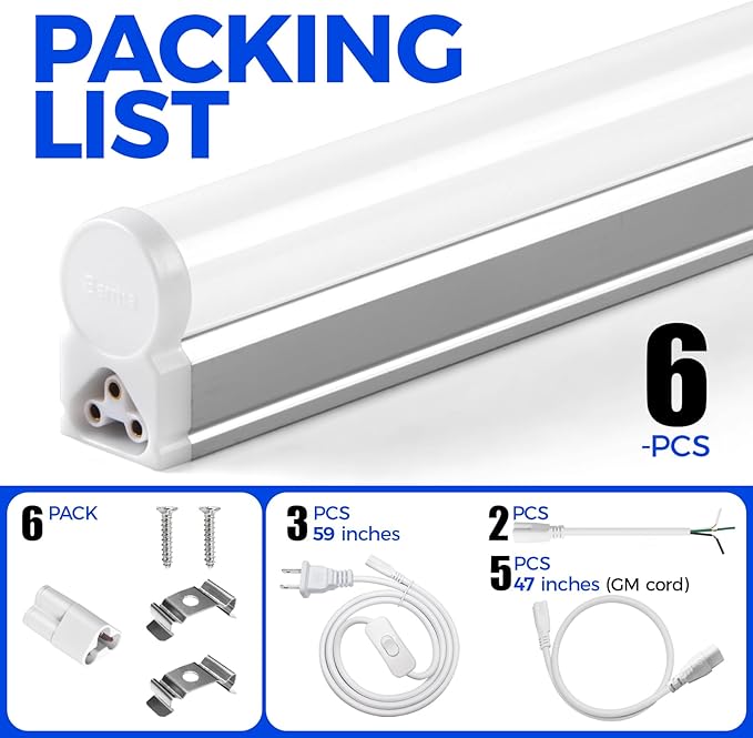 Barrina (Pack of 6 LED T5 Shop Light 3FT, 6500K Super Bright White, Utility - Image 8