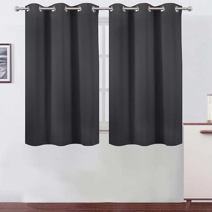 LEMOMO Dark Grey Blackout Curtains/38 x 54 Inch/Set of Two Panels Grommet by Lemomo