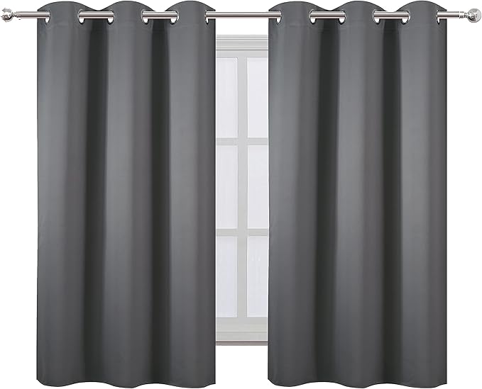 LEMOMO Grey Blackout Curtains 34 x 54 Inch Length/Set of 2 Curtain - Image 2