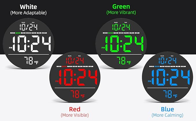 Digital Wall Clock with Large LED Display, Temperature, Auto-Brightness | Small - Image 8