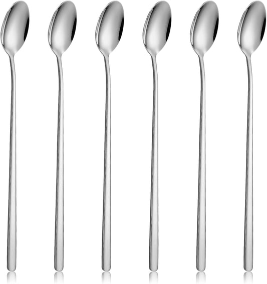 Ice Tea Spoon Set of 6 Stainless Steel Coffee Stirrers Spoons Cocktail Stir Sticks Spoons with Long Handle for Bar Coffee Cocktail