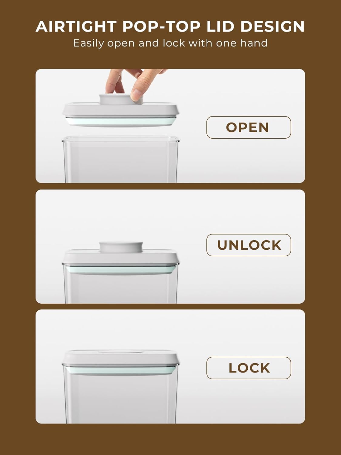 Large Airtight Food Storage Containers with Measuring Cup, 4L Airtight Pop Top Rice Storage Container 6.06 lbs(2.75kg), BPA-Free Plastic Cereal & Grain Canister Flour Dispenser