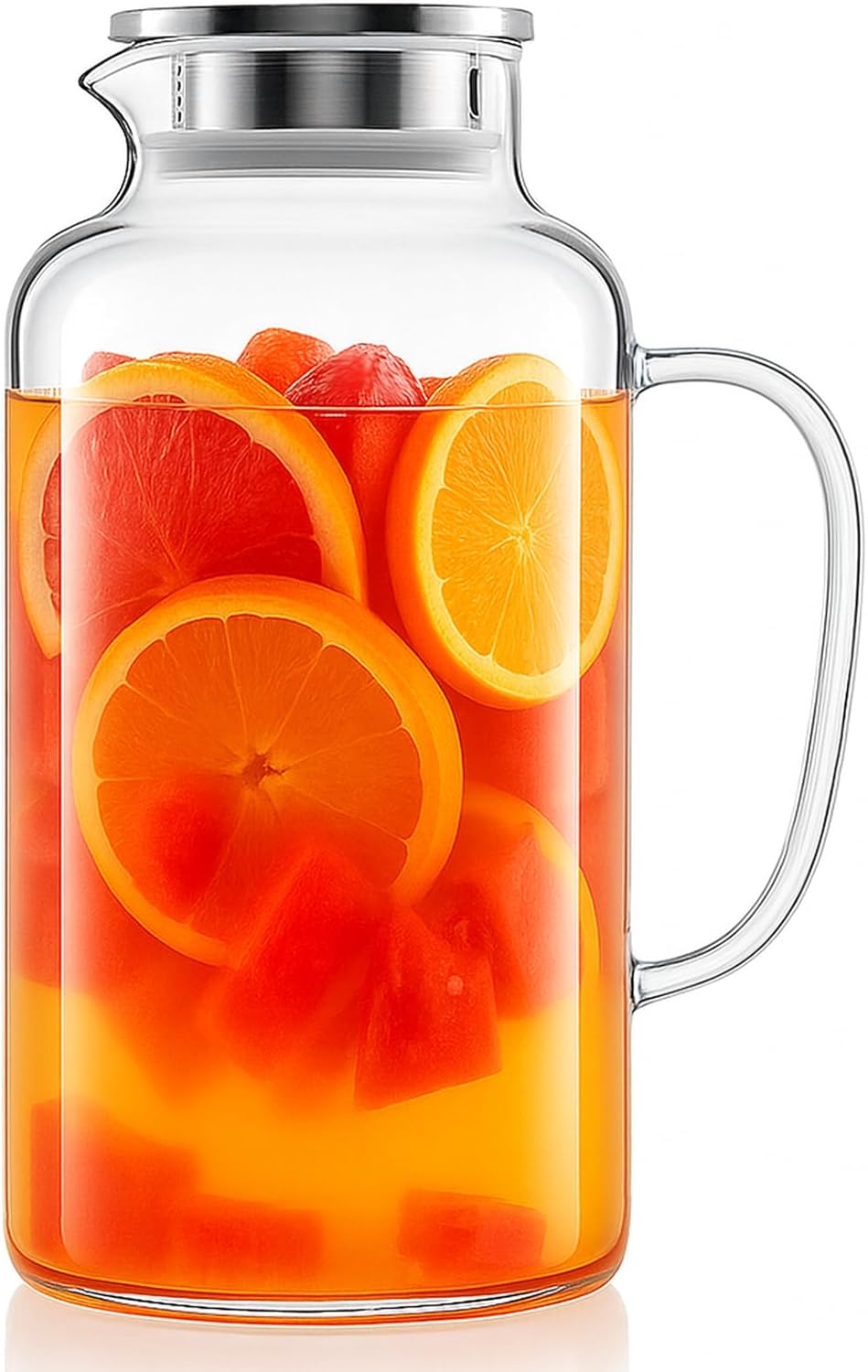 Glass Pitcher, 3.5L/118 oz Glass Water Pitcher with Lid and Spout, Heat/Cold Resistant Borosilicate Glass Water Carafe for Coffee, Juice and Homemade Beverage