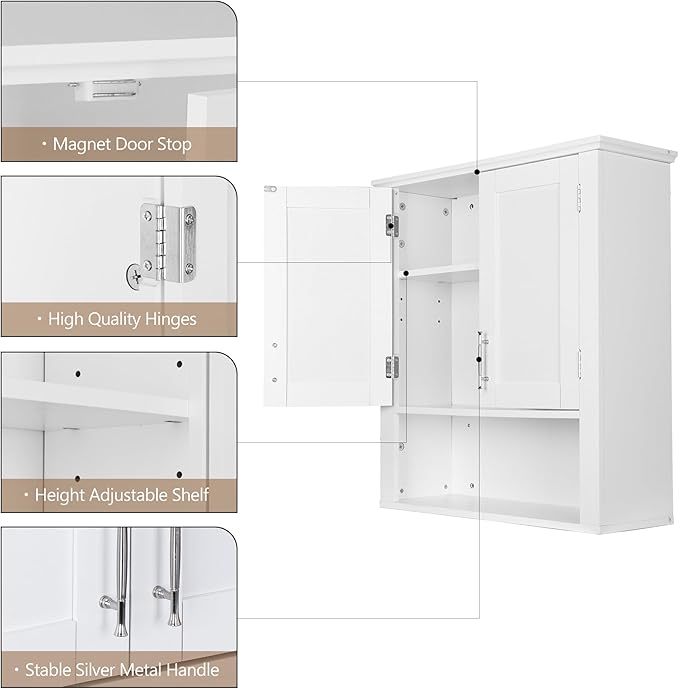 SUPER DEAL Bathroom Wall Cabinet Over The Toilet, Wall Mount Storage Medicine - Image 7