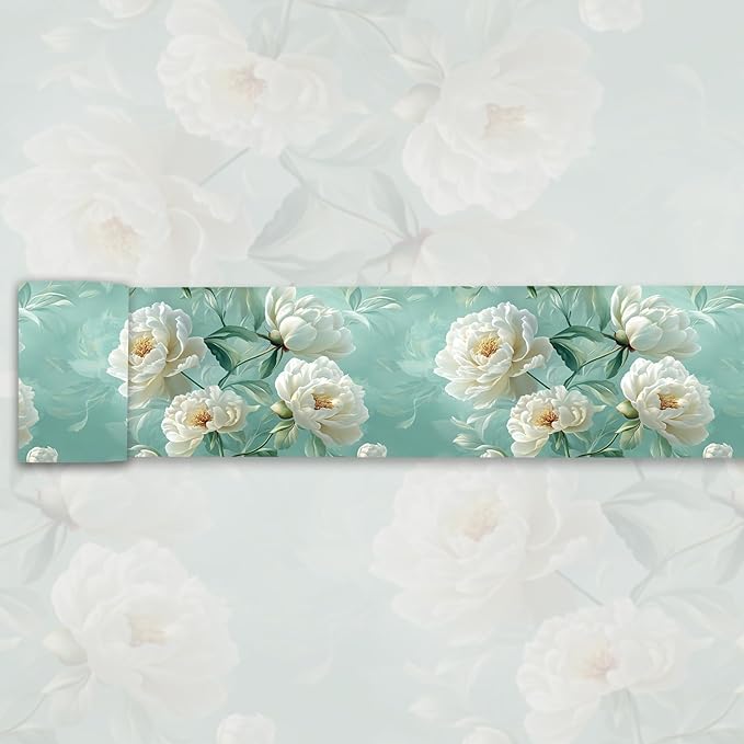 Wallpaper Border 3D Floral White Peony Peel and Stick Wall Border Self Adhesive by WEISENI