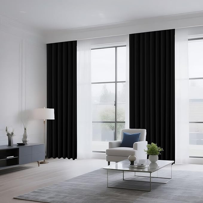 CUCRAF Black Blackout Curtains 63 inch Length 2 Panels Set, Rod Pocket Room - Image 8