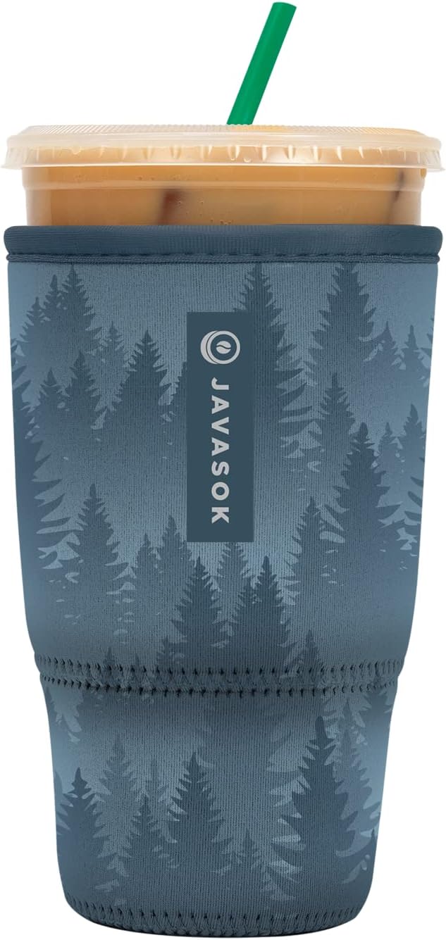 Sok It JavaSok Iced Coffee & Cold Soda Insulated Neoprene Cup Sleeve (Foggy Woods, Large: 30-32oz)