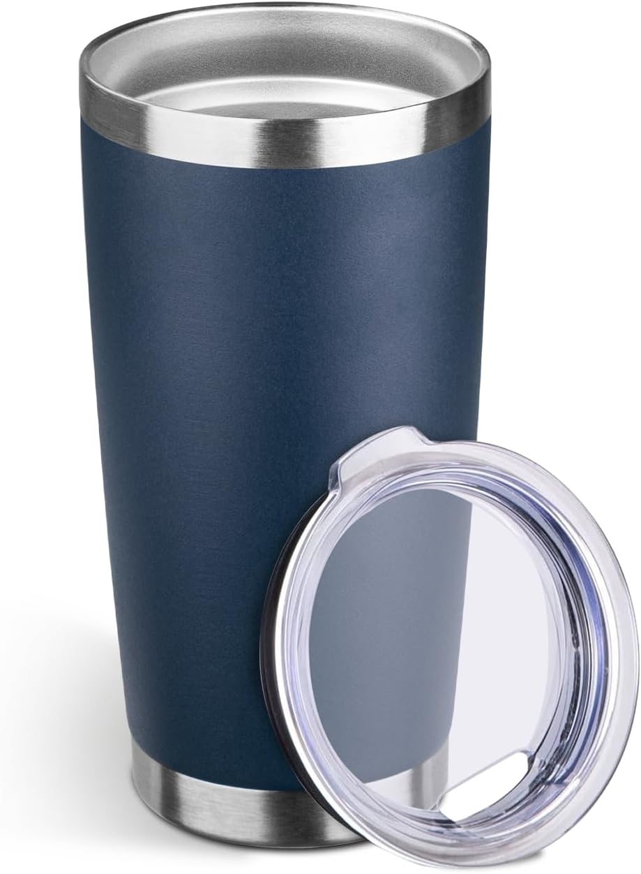 StarSpeed 20oz Tumbler Bulk with Lid, Stainless Steel Insulated Tumblers Double Wall Vacuum Insulated Travel Mug, Powder Coated Coffee Cups for Hot and Cold Drinks(Navy Blue,1)